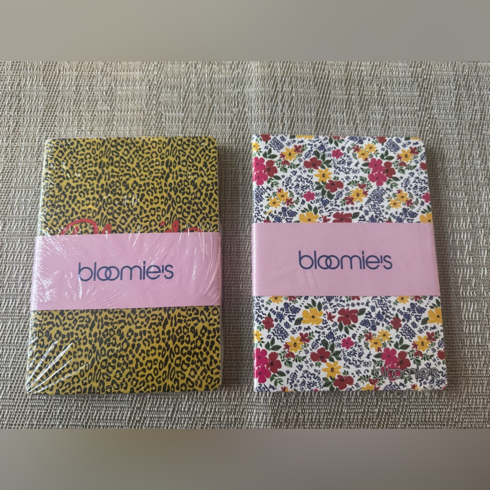 NWT Bloomingdale’s Bloomies Notebook 2 Sets of  3 - Floral Crest & Black Cheetah